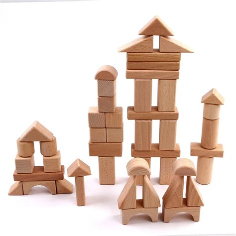 Solid Wood Building Blocks With Wooden Storage Tray Hardwood School