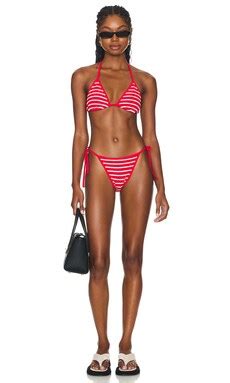 Hunza G Gina Bikini Set In Red White Stripe REVOLVE