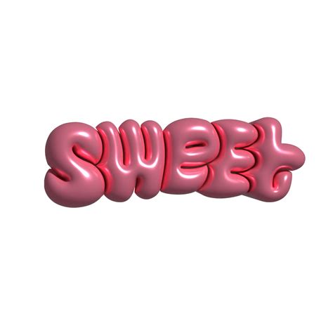 Sweet - 3d render hand written lettering in cute bubble letters