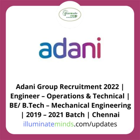 Adani Group Recruitment Engineer Operations Technical Be