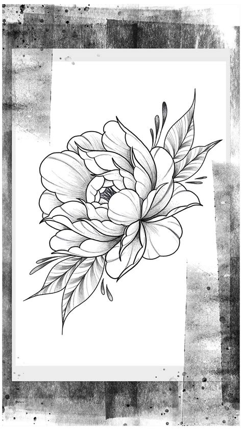 Пион #floral #tattoo #stencil #floraltattoostencil Эскиз тату #тату # ...