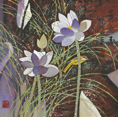 Lotus And Bird By Huang Yongyu B 1924 China Flores Pintadas Arte