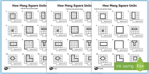 Find The Area Counting Square Units Worksheet For Rd Th Grade