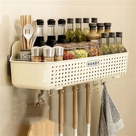 Wall Mounted Storage Rack Punch Free Wall Seasoning Onion Ginger Garlic