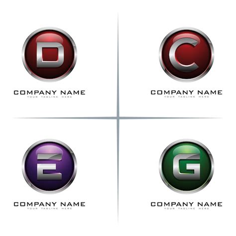 Premium Vector 3d Circle Silver Chrome Letter Logo Design Set