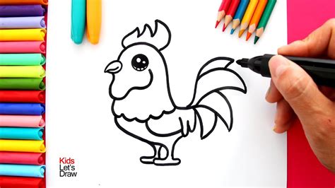 Cómo dibujar y pintar un GALLO fácil How to Draw a Cute Rooster YouTube