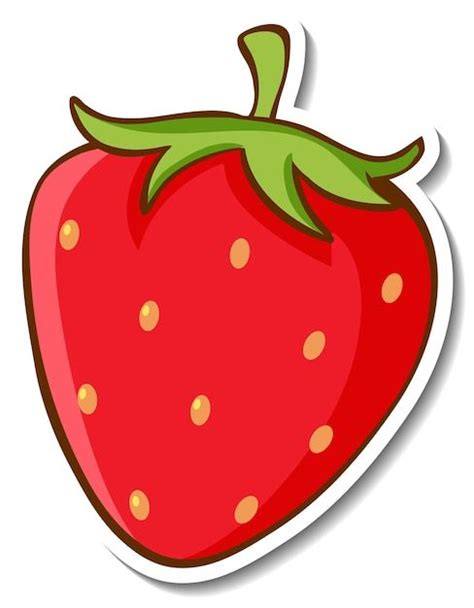 Free Vector Sticker Design With Strawberry Isolated Fruit Cartoon