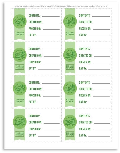 Printable Freezer Labels