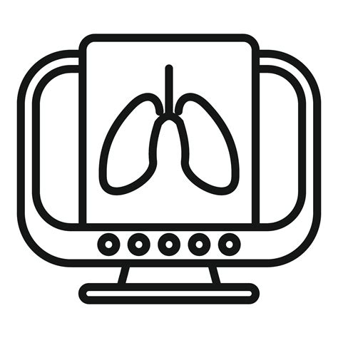 Lungs Fluorography Icon Outline Vector Computer Control Health