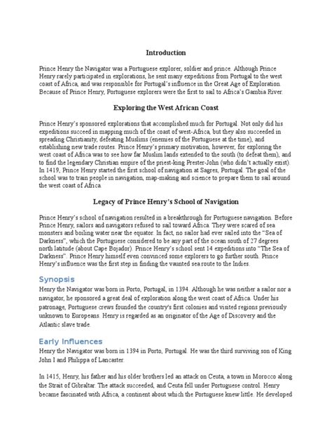 Henry The Navigator | PDF | Age Of Discovery | Exploration