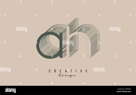 Wireframe Ah Letter Logo Design In Two Colors Creative Vector