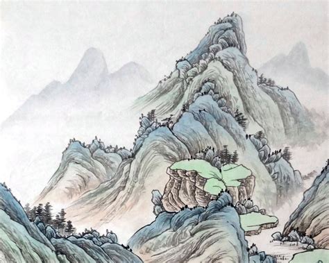 Hand Painted Shan Shui Painting Original Chinese Landscape Etsy