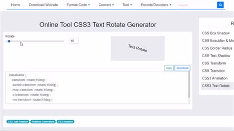 Online Tool CSS3 Text Rotate Generator