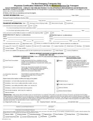 Fillable Online Physician Certification Statement For Non Emergency