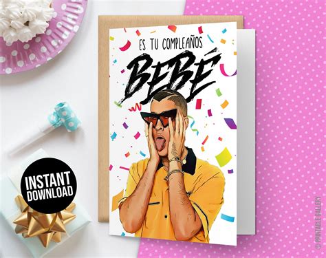 Bad Bunny Birthday Card Printable