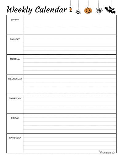 Free Printable Weekly Calendar Template