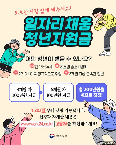 일자리채움 청년지원금 지원 대상 조건 신청 방법 신청기간 200만 원 선착순 받기 머니카피