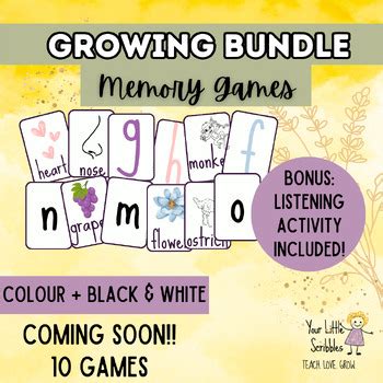 Kindergarten Literacy Memory Games: GROWING BUNDLE by My Little Kinders