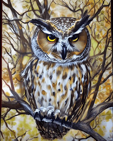 Owl Acrylic Painting · Creative Fabrica