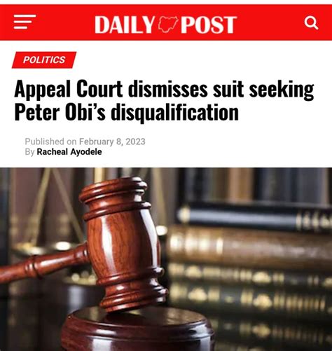 Appeal Court Already Dismissed Peter Obi Disqualification Politics