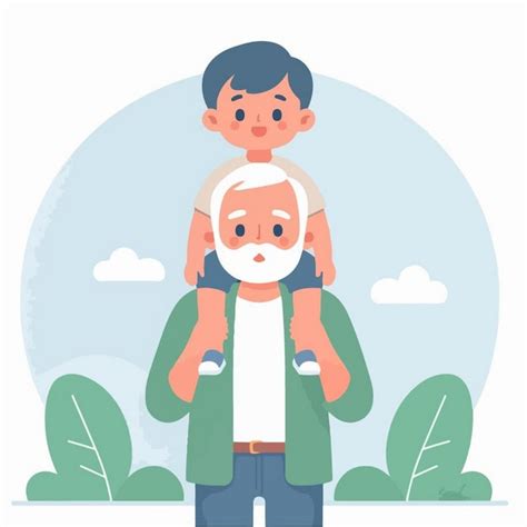 Vector Of Grandfather With His Grandson Premium Ai Generated Vector