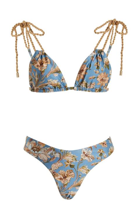 Zimmermann Chintz Rope Trim Bikini Set Blue Editorialist