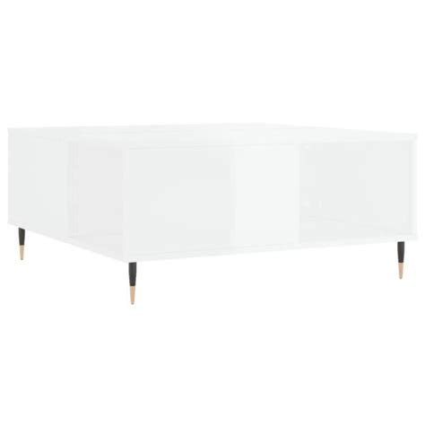 Zerodis Table basse blanc brillant 80x80x36 5 cm bois d ingénierie