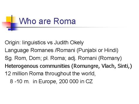 Roma Migration To And From The Czech Republic