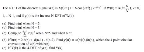 Solved The Dtft Of The Discrete Signal X N Is X F Chegg