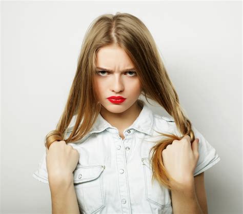 Premium Photo Closeup Emotional Portrait Sad Woman Over White Background