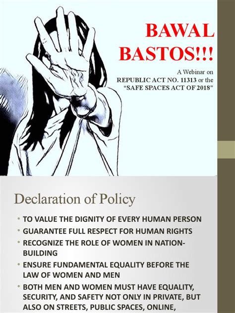 Bawal Bastos Republic Act No 11313 Or The Safe Spaces Act Of 2018