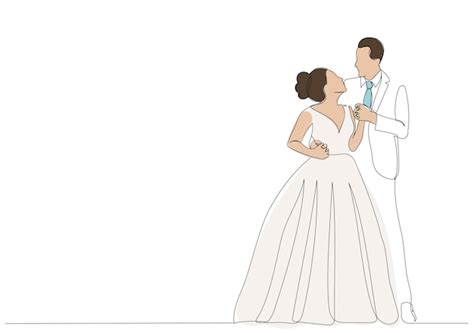 Premium Vector Bride And Groom Sketch Continuous Line Drawing Vector