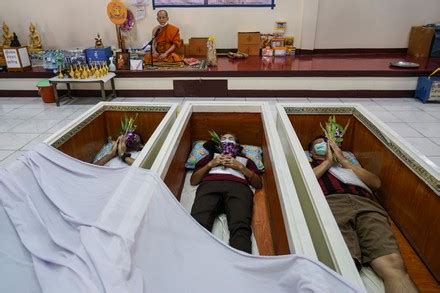 Thai People Lie Down Inside Coffins Editorial Stock Photo Stock Image