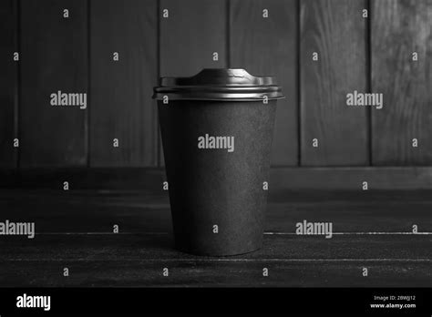 Blank Cup On Dark Wooden Background Stock Photo Alamy