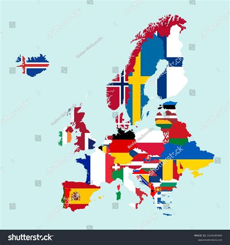 Europe Map Flags Vector Illustration Stock Vector Royalty Free