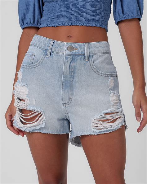 Riachuelo Short Jeans Feminino Boyfriend Destroyed Denim Claro Pool