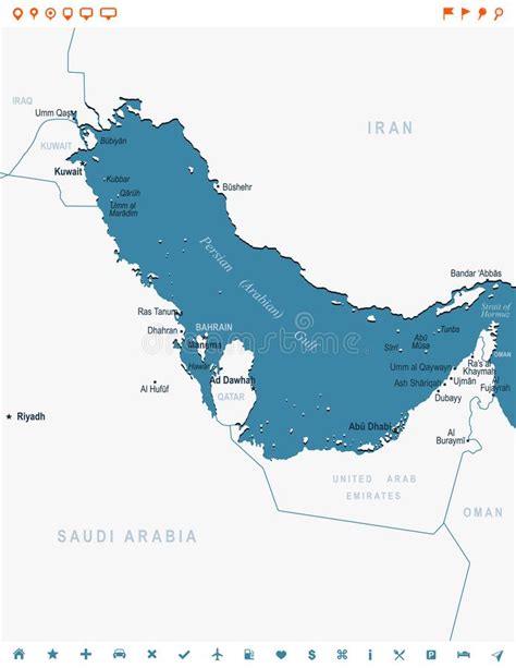 波斯湾地图 传染媒介例证 库存例证 插画 包括有 科威特 波斯语 阿曼 可定位 地区 计算机 106770474