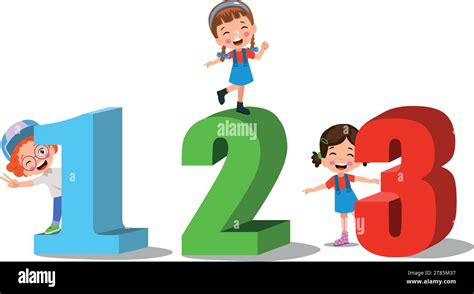 Cartoon kids with 123 numbers vector image Stock Vector Image & Art - Alamy