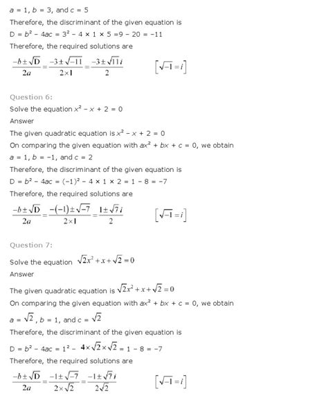 Complex Numbers And Quadratic Equations Class Mathematics Ncert