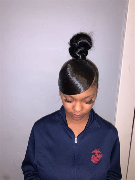 High Bun With Swoop Quick Weave Hairstyles Weave Ponytail