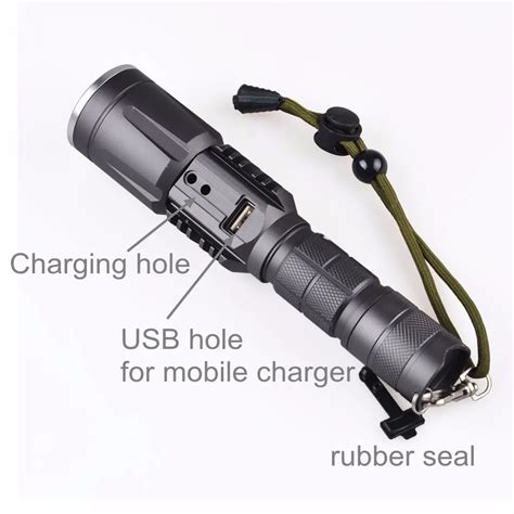 Tactical Usb Flashlight Mobile Phone Charger 10w Zoomable Flashlight ...