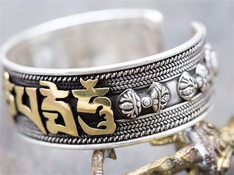 Silver And Gold Compassion Mantra Bracelet Dharmashop