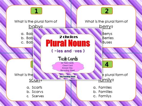 Plural Nouns Ies And Ves Task Cards Scoot 2 Choices Task Cards Nouns Noun Task Cards