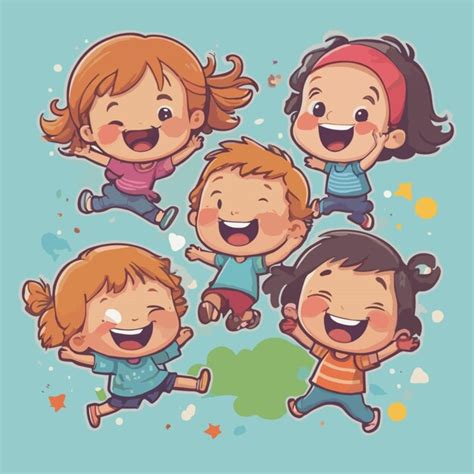 Vector de dibujos animados para niños felices Vector Premium