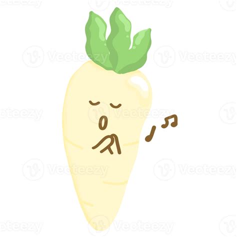 Cute White Radish Daikon Cartoon Character 35573606 PNG