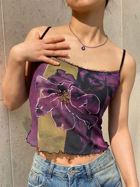 Emmiol Free Shipping Emmiol Mesh Floral Print Crop Cami Top As The