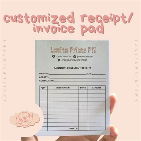 Customized Receipt Invoice Pad For Business Shopee Philippines