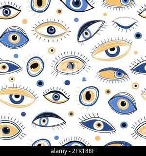 Evil Eye Seamless Pattern Magic Talisman And Occult Symbol Greek