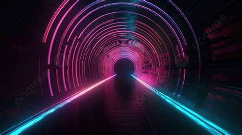 Fundo Túnel Com Luzes Neon E Um Túnel Colorido Fundo Ilustração 3d Do Túnel Com Luzes Rosa E