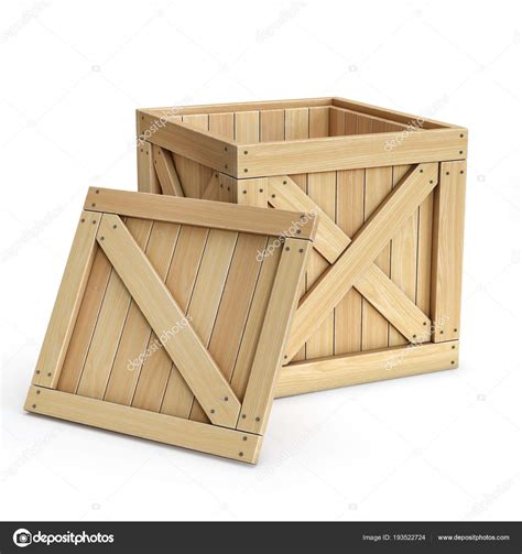 Caja Madera Abierta Caja Carga Aislada Sobre Fondo Blanco Renderizado